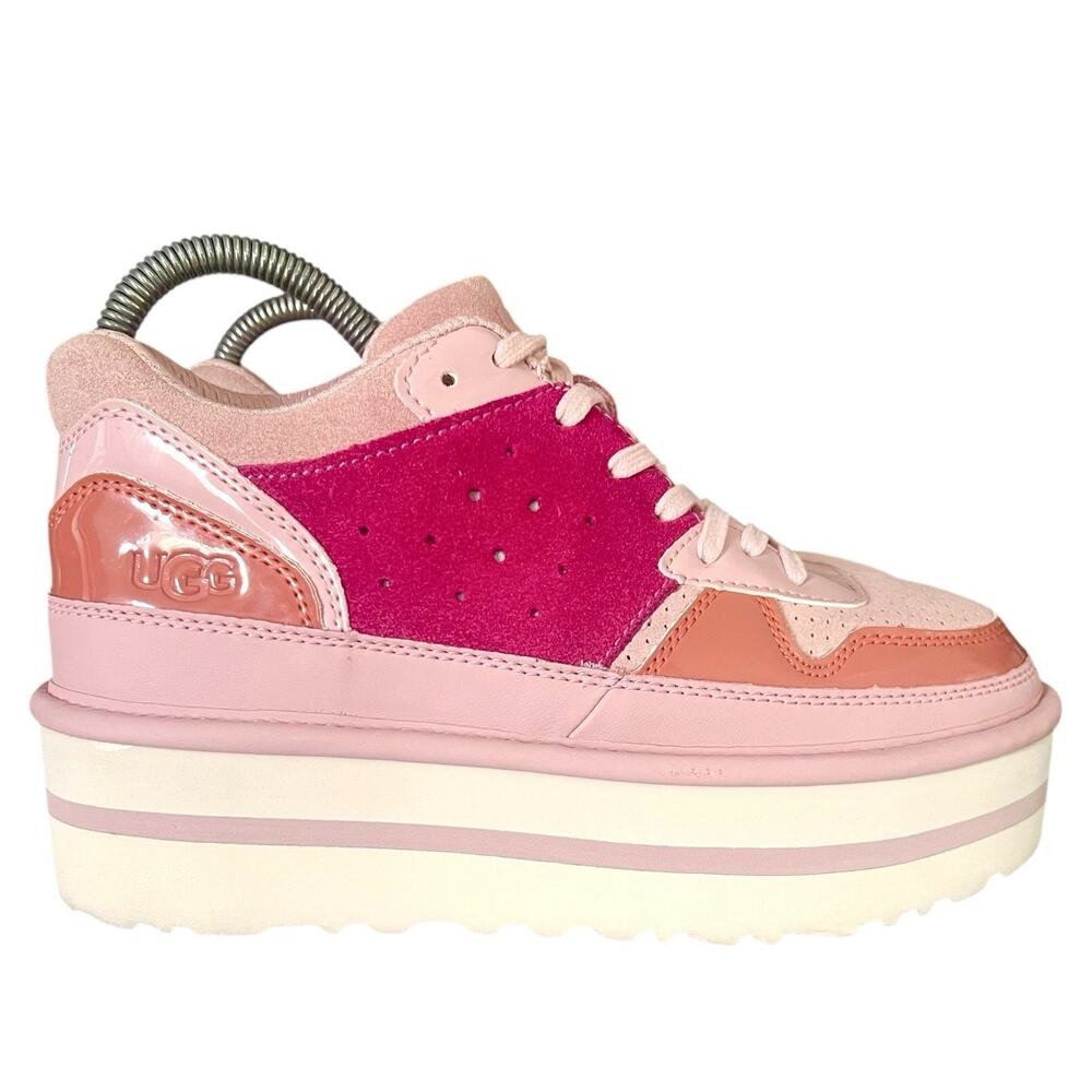 UGG Marin Mega Pink Suede Leather Chunky Platform‎ Sneakers 1105722 Mens 6.5